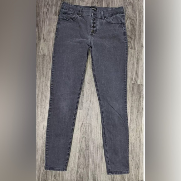 Express Womens Size 8 Regular Skinny Mid Rise Grey Denim Jeans Leggings - Picture 2 of 13